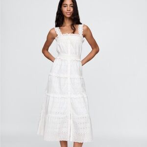 Gap X Doen Elegant White Eyelet Maxi Dress